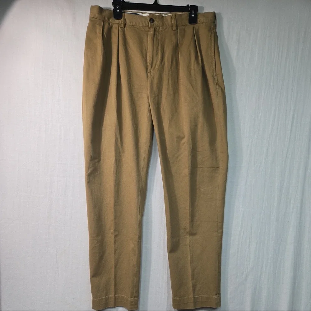VTG Polo Ralph Lauren Ethan Pants Men's 34x32 Khaki Cognac Brown Pleated Chino